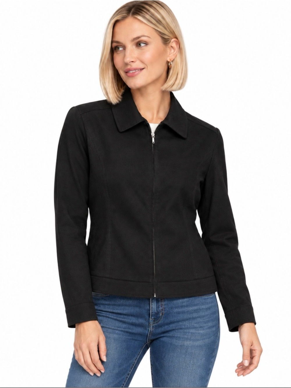 GEOFFREY BEENE Sport Charcoal Gray Stretch Zip Front Jacket Size 14
